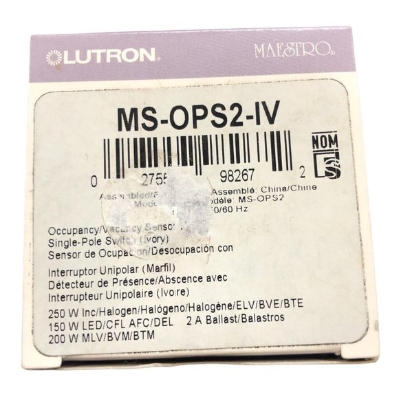 Lutron MAESTRO MS-OPS2-IV Ivory Occupancy / Vacancy Sensor / Single-Pole Switch - Picture 2 of 4